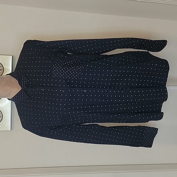 Gap, Size M, "The Fitted Boyfriend" Blue Polka Dot w/ Contrast Button Down Shirt - Picture 1 of 10
